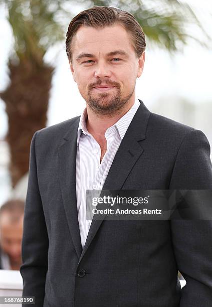 Actor Leonardo DiCaprio attends 'The Great Gatsby' photocall during the 66th Annual Cannes Film Festival at the Palais des Festivals on May 15, 2013...