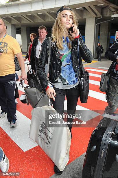 Cara Delevingne is seen arriving at Nice airport during The 66th Annual Cannes Film Festival on May 15, 2013 in Nice, France.