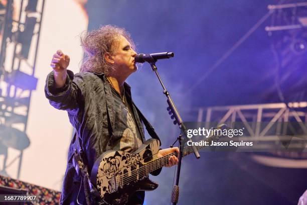 Robert Smith of The Cure performs at Riot Fest 2023 at Douglass Park on September 17, 2023 in Chicago, Illinois.