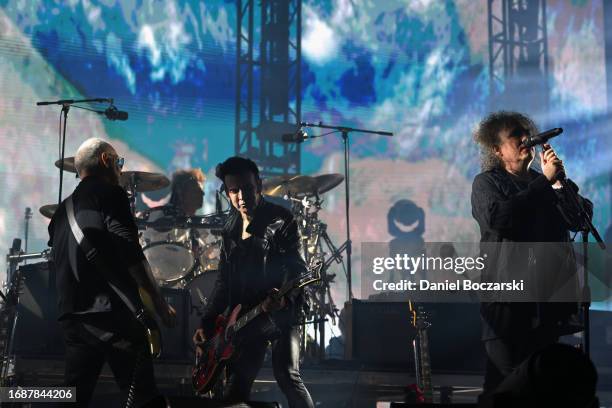 Reeves Gabrels, Jason Cooper, Simon Gallup and Robert Smith of The Cure perform during Riot Fest 2023 at Douglass Park on September 17, 2023 in...