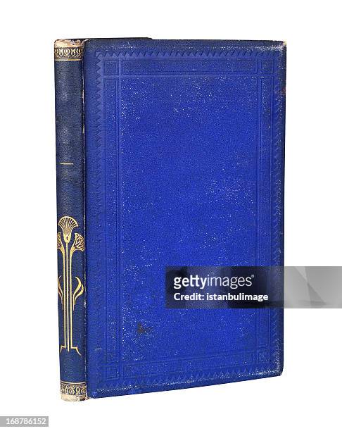 navy blue old book - book blue stockfoto's en -beelden