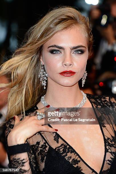 Cara Delevingne attends the Opening Ceremony and 'The Great Gatsby' Premiere during the 66th Annual Cannes Film Festival at the Theatre Lumiere on...