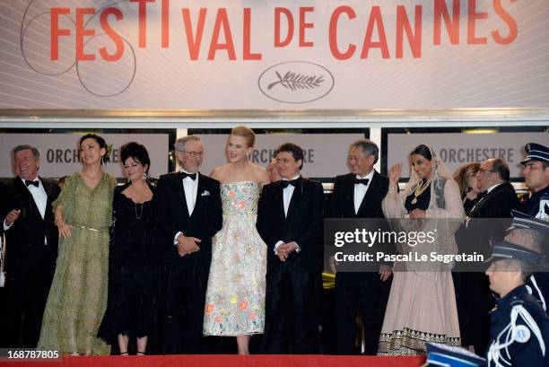 Daniel Auteuil, Naomi Kawase, Lynne Ramsay, Steven Spielberg, Nicole Kidman, Cristian Mungiu, Ang Lee and Vidya Balan attend the Opening Ceremony and...