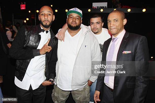 Swizz Beatz, artist Robert Peterson, Martin Galindo and Dr. Lee Gause Dds attend the Bronx Charter School for the Arts 2013 art auction at Marquee on...