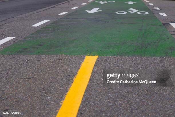 two way bike lane marking - collision avoidance stock pictures, royalty-free photos & images