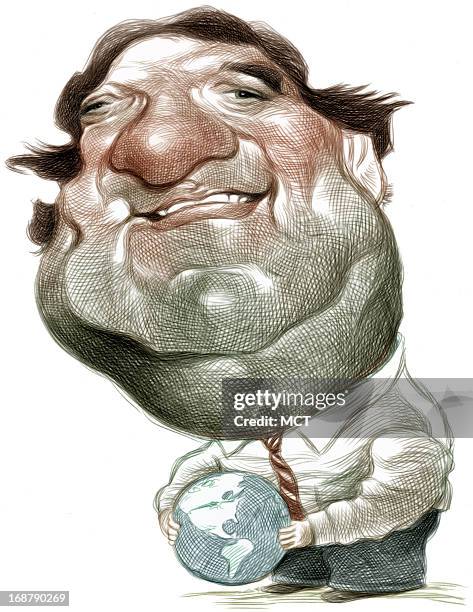 Ron Coddington color caricature of U.S. Representative to the United Nations Bill Richardson.