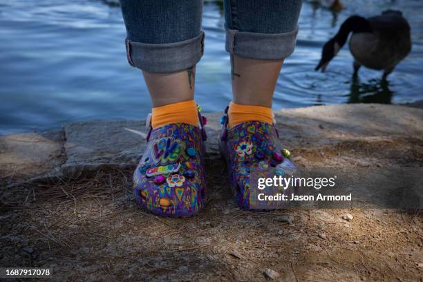 Lancaster, CA Christina Martin visits Apollo Park in Lancaster wearing Crocs her sister gave as a birthday gift on Saturday, Sept. 16, 2023 in...