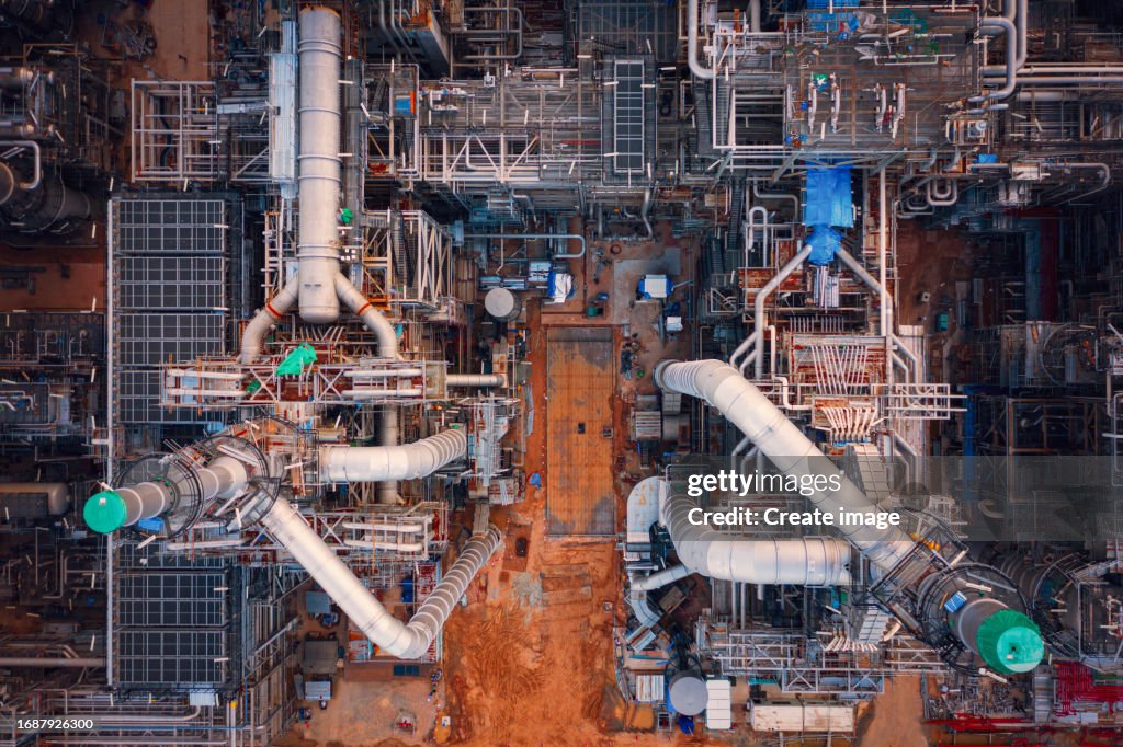 Construction Modularization Refineries Aerial View Refinery Construction Site For Construction Or Gas And ...