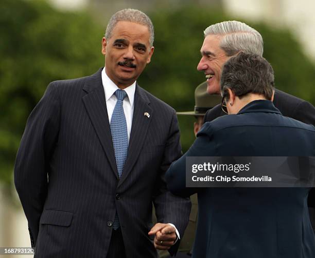 Attorney General Eric Holder, FBI Director Robert Mueller and Homeland Security Secretary Janet Napolitano attend the National Peace Officers'...