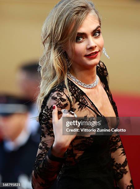 Cara Delevingne attends the Opening Ceremony and 'The Great Gatsby' Premiere during the 66th Annual Cannes Film Festival at the Theatre Lumiere on...