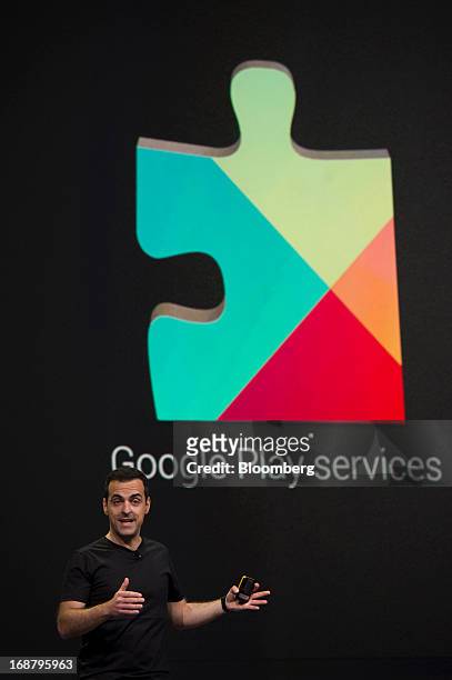 Hugo Barra, vice president of product management for Android at Google Inc., speaks during the Google I/O Annual Developers Conference in San...