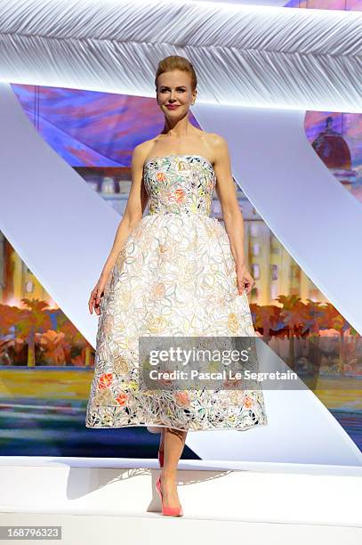 Nicole Kidman appears on stage during the Opening Ceremony of the 66th Annual Cannes Film Festival at the Palais des Festivals on May 15, 2013 in...