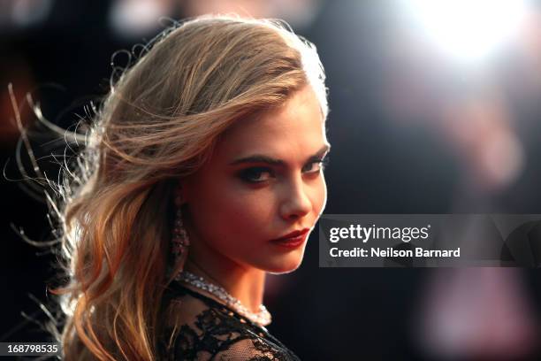 Model Cara Delevingne attends the Opening Ceremony and premiere of 'The Great Gatsby' during the 66th Annual Cannes Film Festival at Palais des...