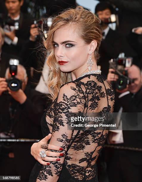 Cara Delevingne attends the Opening Ceremony and Premiere of 'The Great Gatsby' at The 66th Annual Cannes Film Festival at Palais des Festivals on...