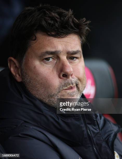 Mauricio Pochettino, Manager of Chelsea, looks on during the Premier League match between AFC Bournemouth and Chelsea FC at Vitality Stadium on...