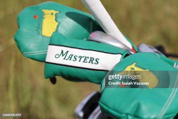 The Masters Logo is shown on golf equipment during the 2023 Drive, Chip and Putt Regional Qualifier at the Golf Club of Tennessee on September 24,...