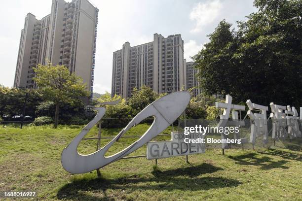 Signage at the Phoenix Palace project, developed by Country Garden Holdings Co., in Heyuan, Guangdong province, China, on Thursday, Sept. 21, 2023....