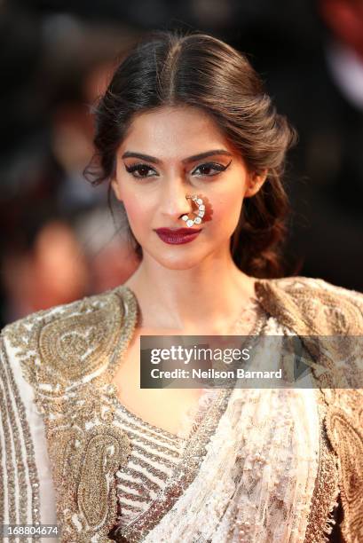 Sonam Kapoor attends the Opening Ceremony and premiere of 'The Great Gatsby' during the 66th Annual Cannes Film Festival at Palais des Festivals on...