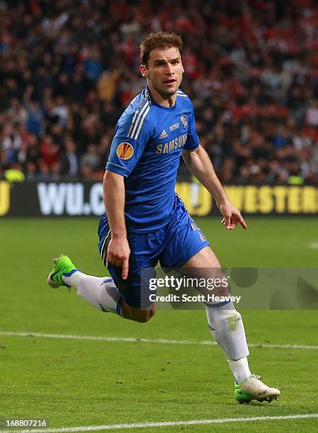 Branislav Ivanovic of Chelsea celebrates scoring their second and winning goal during the UEFA Europa League Final between SL Benfica and Chelsea FC...