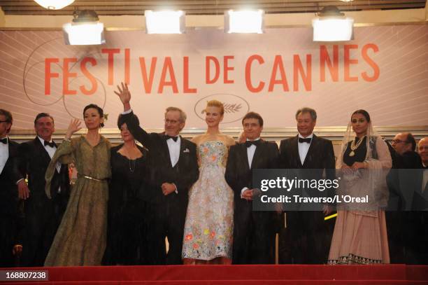 Daniel Auteuil, Naomi Kawase, Lynne Ramsay, Steven Spielberg, Nicole Kidman, Cristian Mungiu, Ang Lee and Vidya Balan attend the Opening Ceremony and...