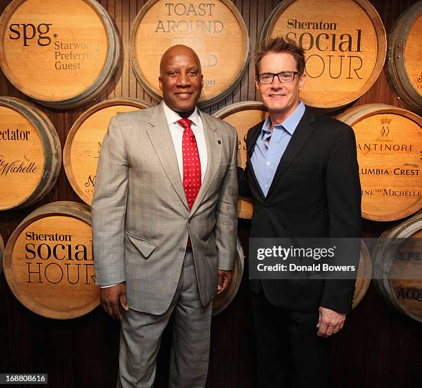 Hoyt Harper and Kyle McLachlan attend Sheraton Hotels & Resorts Global Roll-Out Of Sheraton Social Hour With A "Toast Around The World" celebration...