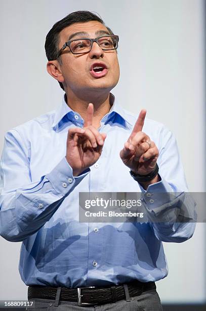 Vivek "Vic" Gundotra, senior vice president of engineering at Google Inc., speaks during the Google I/O Annual Developers Conference in San...