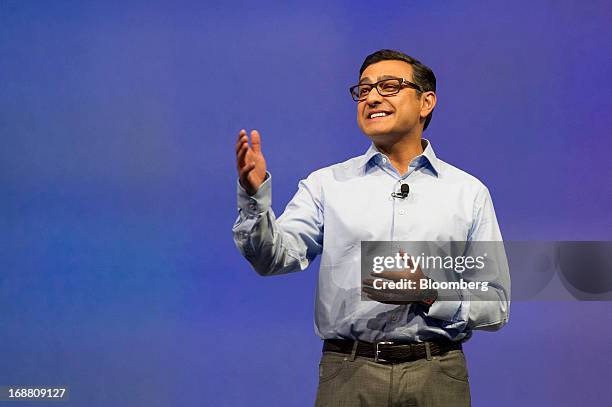 Vivek "Vic" Gundotra, senior vice president of engineering at Google Inc., speaks during the Google I/O Annual Developers Conference in San...