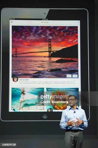 Vivek "Vic" Gundotra, senior vice president of engineering at Google Inc., speaks during the Google I/O Annual Developers Conference in San...