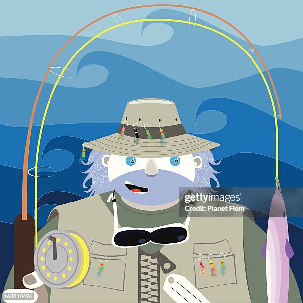 fisherman - trout stock illustrations