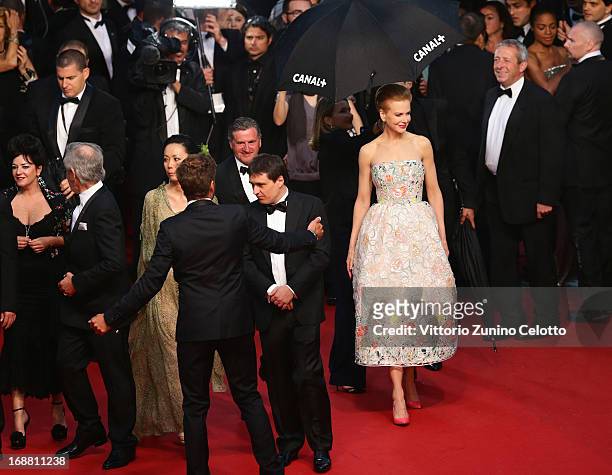 Jury members Lynne Ramsay, Steven Spielberg, Naomi Kawase, Cristian Mungiu, Daniel Auteui and Nicole Kidman attend attends the Opening Ceremony and...