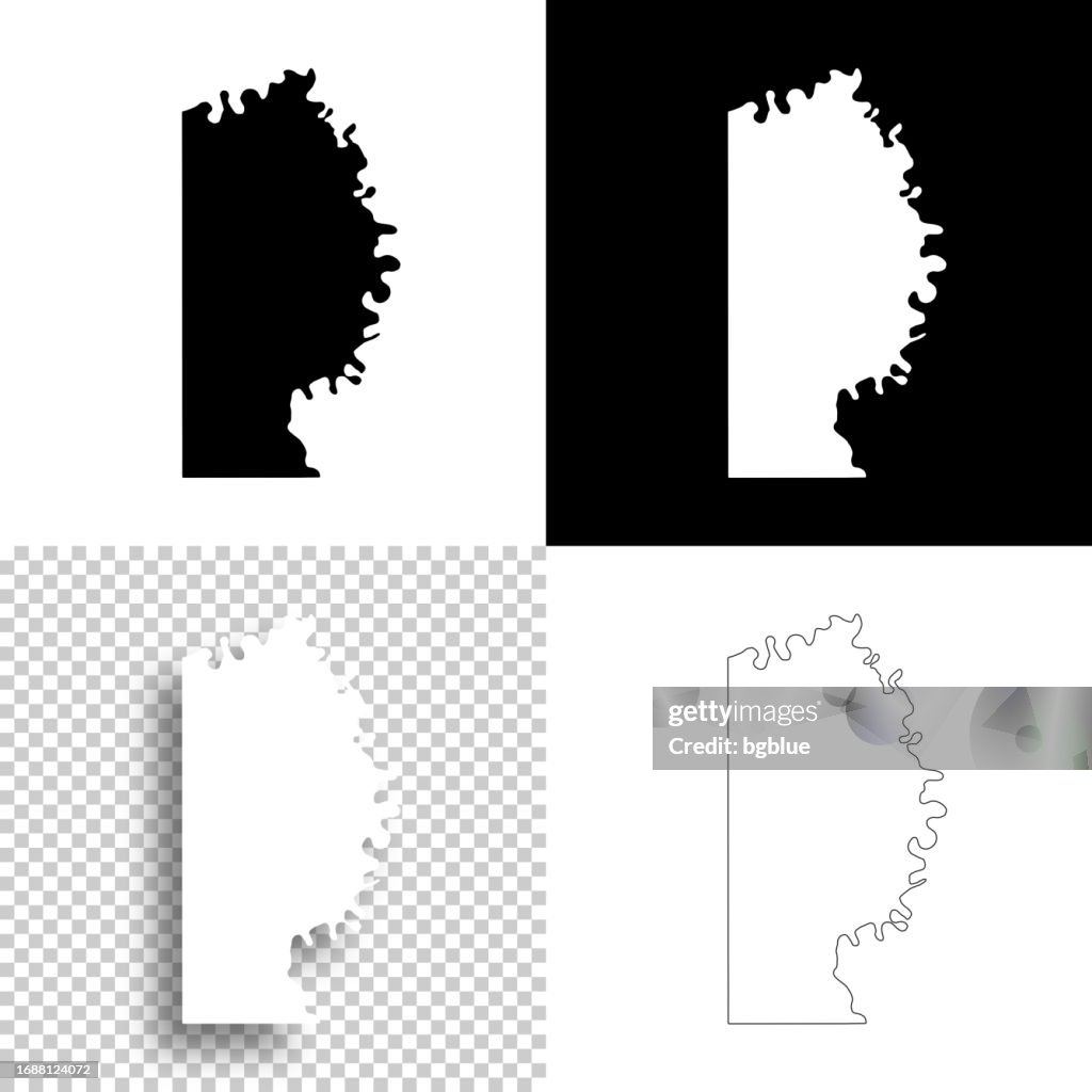 Miller County, Arkansas. Maps for design. Blank, white and black backgrounds