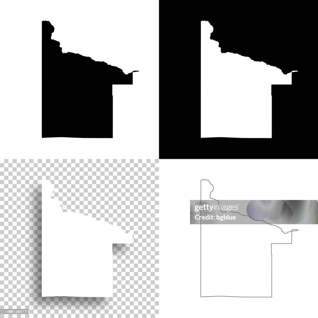 Twinfalls County, Idaho. Maps for design. Blank, white and black backgrounds