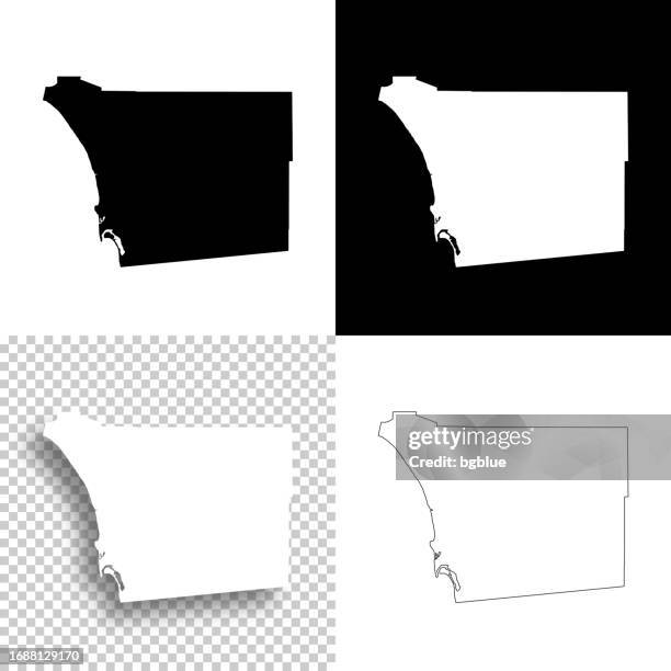san diego county, kalifornien. karten für das design. leere, weiße und schwarze hintergründe - san diego county map stock-grafiken, -clipart, -cartoons und -symbole