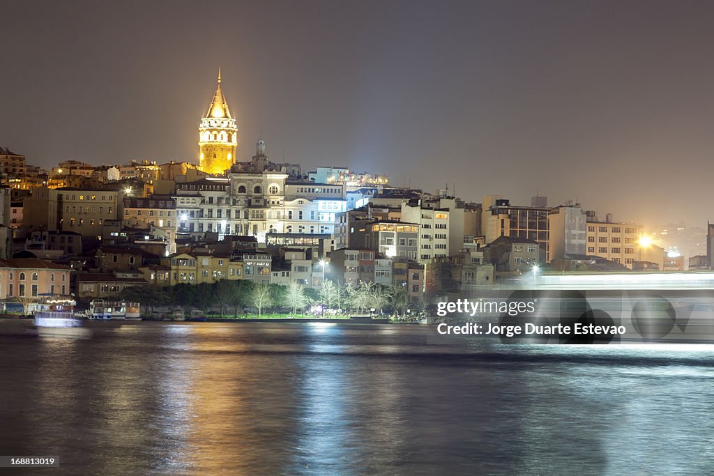 Galata tower in Istanbul at night
