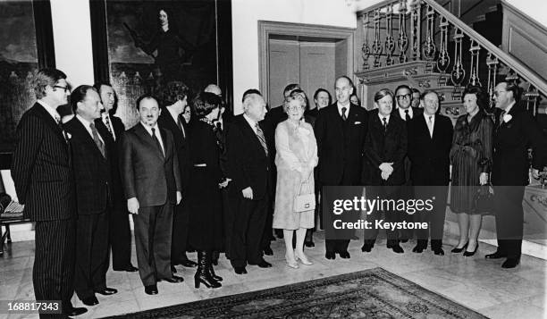 Reception is being held at the Palace Huis Ten Bosch in the Hague for a conference for leaders of governments of the European Union . L - R are...