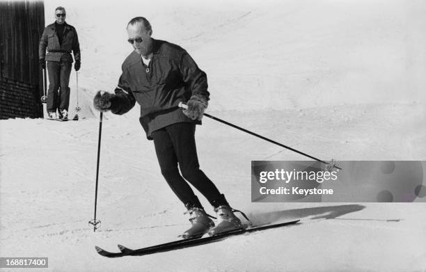 Prince Bernhard of the Netherlands enjoying a ski run during a skiing holiday in Lech, Austria, 19th February 1976.