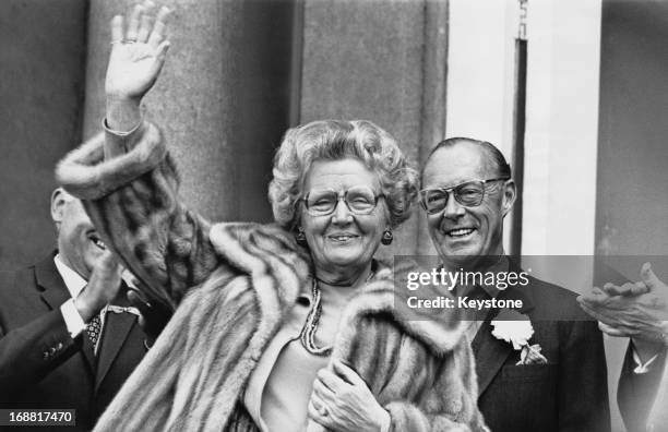 Queen Juliana of the Netherlands celebrates her 67th birthday on the 30th April with Prince Bernhard at the Soestdijk Palace, 3rd May 1976.