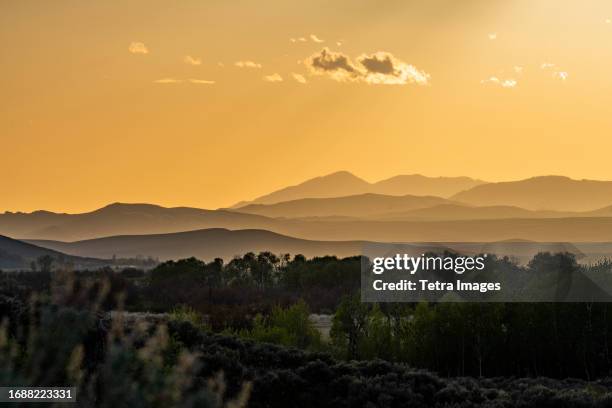 usa, idaho, bellevue, mountain layers during sunset near sun valley - sun valley idaho stock pictures, royalty-free photos & images