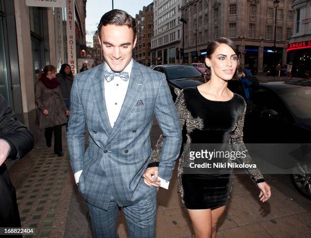 Jessica Lowndes and Thom Evans sighting at the World Cinema, Picadilly on May 15, 2013 in London, England.
