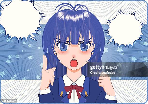 stockillustraties, clipart, cartoons en iconen met japanese manga style[angry girl] - manga