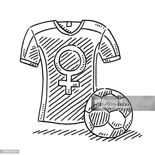 frauen fußball trikot symbol zeichnung - sporttrikot freisteller stock-grafiken, -clipart, -cartoons und -symbole