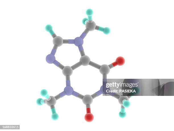 stockillustraties, clipart, cartoons en iconen met caffeine drug molecule - caffeine molecule