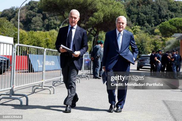 Medusa Film CEO Giampaolo Letta and Italian journalist and politician Gianni Letta during the Confindustria annual meeting at Auditorium Parco della...