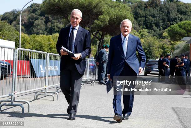 Medusa Film CEO Giampaolo Letta and Italian journalist and politician Gianni Letta during the Confindustria annual meeting at Auditorium Parco della...