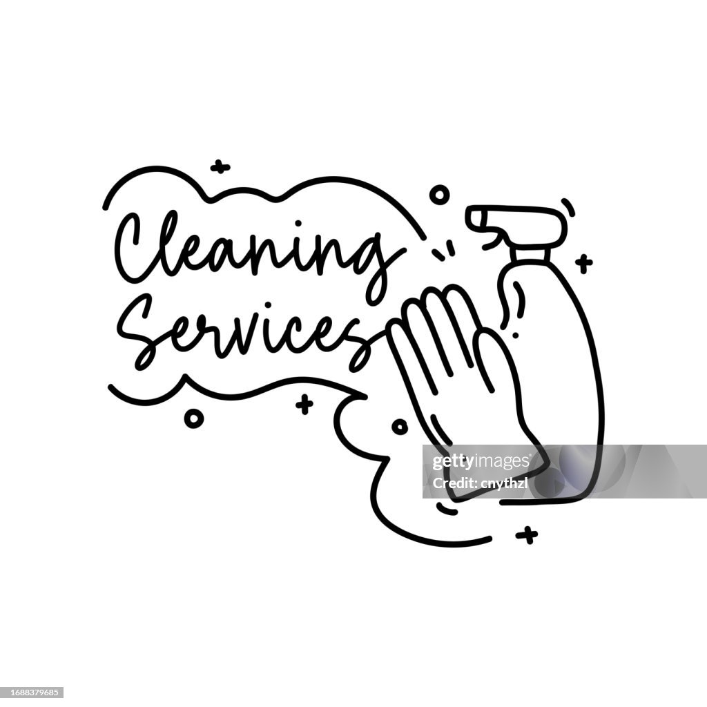 Cleaners Lettering Design Cleaning Services Vector Handwritten Lettering Cleaner Hygiene Cleaning ...