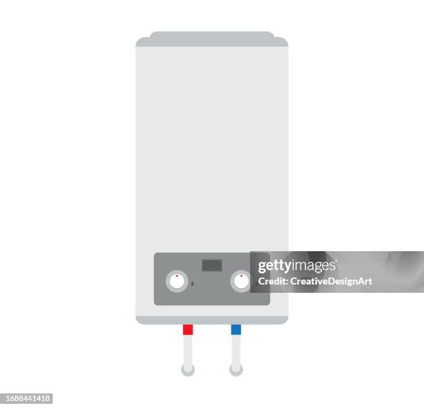 front view of gas boiler on white background - bathroom organization stock illustrations