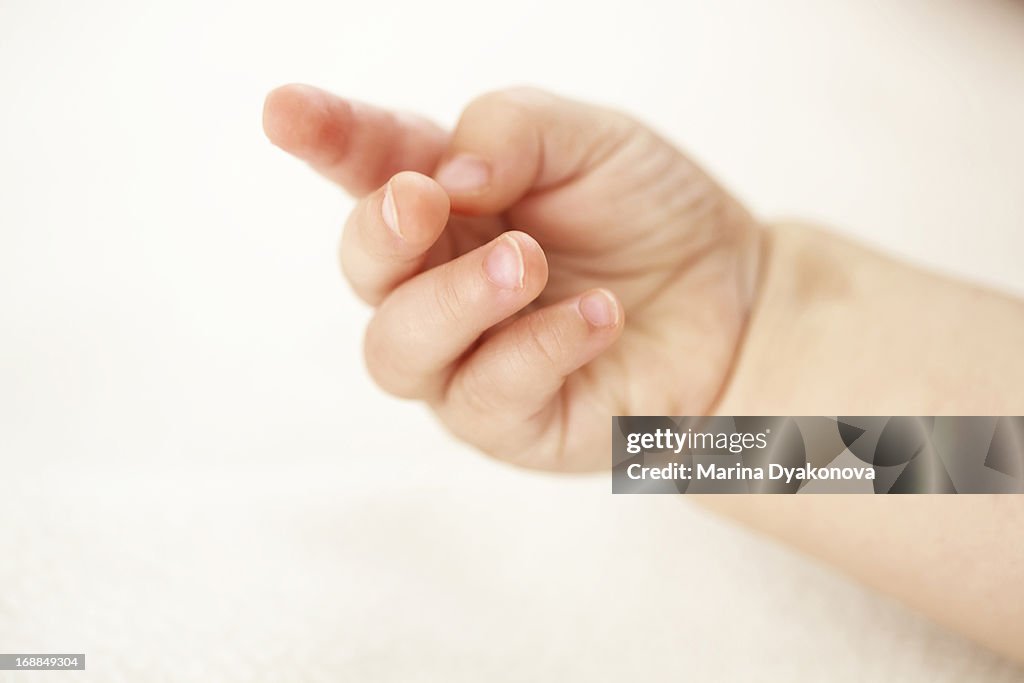 Close up of baby girls fingers