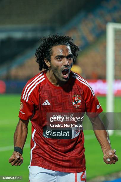 Hussein El Shahat Al-Ahly player celebrates scoring goal during the CAF Champions League 2nd qualifications soccer match between Saint George SC and...