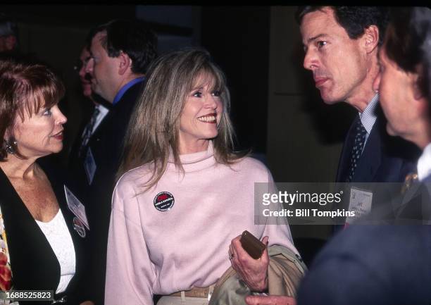 March 17: Actress Jane Fonda and HBO Executive Jeff Bewkes during the launch of CNN ESPANOL at the National Cable & Telecommunications Association on...