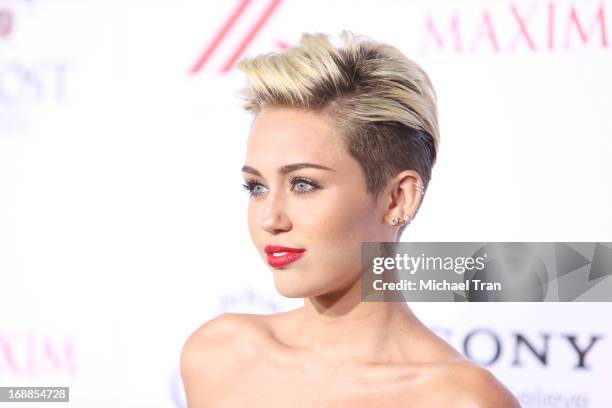 Miley Cyrus arrives at the Maxim 2013 Hot 100 Party held at Create on May 15, 2013 in Hollywood, California.